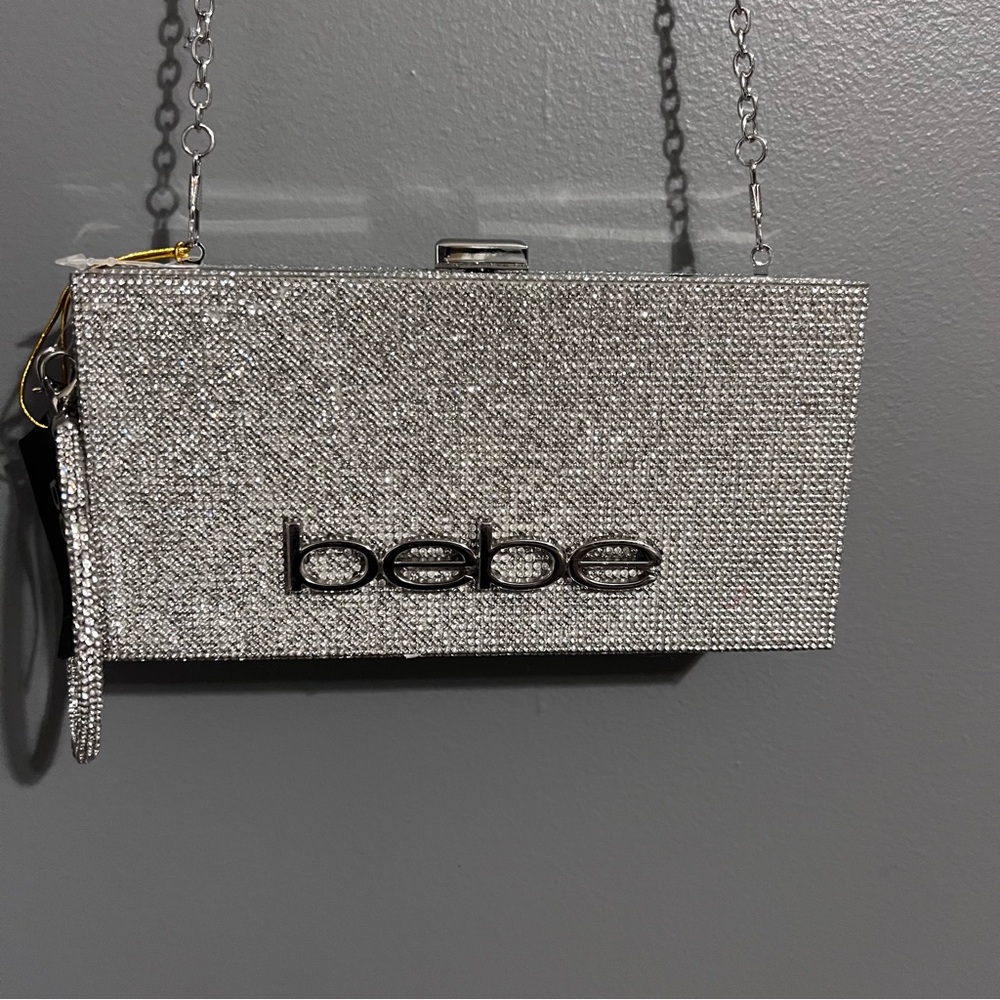 Bebe Silver Rhinestone Clutch Handbag - Picture 4 of 11